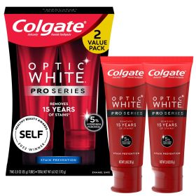 Colgate Optic White Pro Series Whitening Toothpaste;  Stain Prevention;  3 oz Tube;  2 Pack