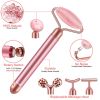 5-in-1 24K Gold Beauty Bar Face Massager Electric Vibrating Rose Quartz 3D Roller Face Lifting Body Facial Gua Sha Jade Roller