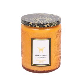 Embossed Glass Fragrance Handmade Gift Aromatherapy Soy Candles (Option: 200g-Bergamot)