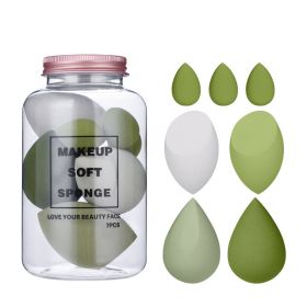 Drift Bottle Boxed Beauty Egg 7 Cans Of Powder Free Water Soft Makeup Sponge Powder Puff (Option: Avocado green)