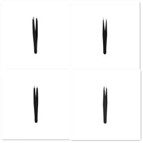 Stainless Steel Eyebrow Tweezers Black Flat Hairs Puller Beauty Makeup Tool (Option: 4pcs set)