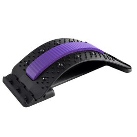 Back Stretcher Adjustable Back Cracker Massage Waist Neck Fitness Lumbar Cervical Spine Support Pain Relief (Color: purple)