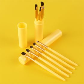 Makeup Brushes 3 Set 5Pcs Soft Bristles Cosmetic Brush Portable Eye Brushes for Women & Girls (Color: Yellow)