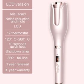 Multi-Automatic Hair Curler Hair Curling Iron LCD Ceramic Rotating Hair Waver Magic Curling Wand Irons Hair Styling Tools (Color: Pink)