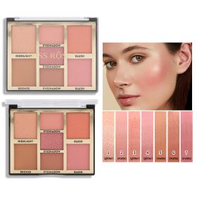 Highlighter Blush Palette Contour and Highlight Blush Palette Matte Blush Powder Face Cosmetics Blusher Light Face Blush Palette 1PCS (Color: N1)